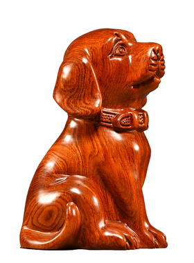 花梨木雕狗摆件实木动物家居玄关客厅电视柜办公桌装饰创意工艺品