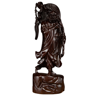 黑檀木雕达摩祖师佛像摆件家居客厅禅意玄关装饰摆设红木工艺礼品