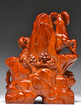 花梨木雕羊摆件实木羊高档办公室桌面客厅酒柜装饰品书房摆设礼品