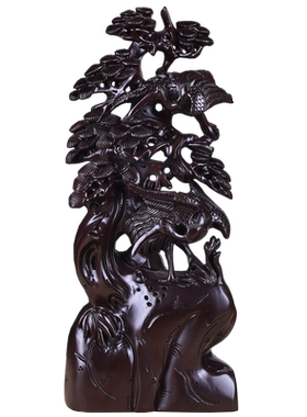 黑檀木质玄关松鹤延年生日送礼