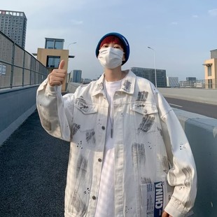 水洗牛仔外套男秋冬潮牌ins港风炸街工装 夹克春秋痞帅高级感上衣