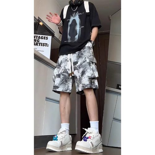 美式迷彩工装短裤男款夏季青少年