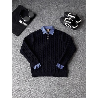 假两件毛衣男款秋冬季针织衫男