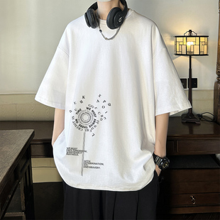 潮流半袖 夏季 青少年加肥加大宽松圆领纯棉男款 胖子短袖 t恤男大码