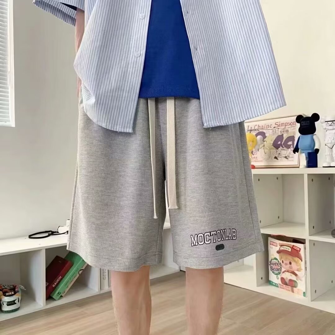 特大码300斤华夫格短裤男夏季五分裤肥佬潮牌宽松运动休闲半截裤