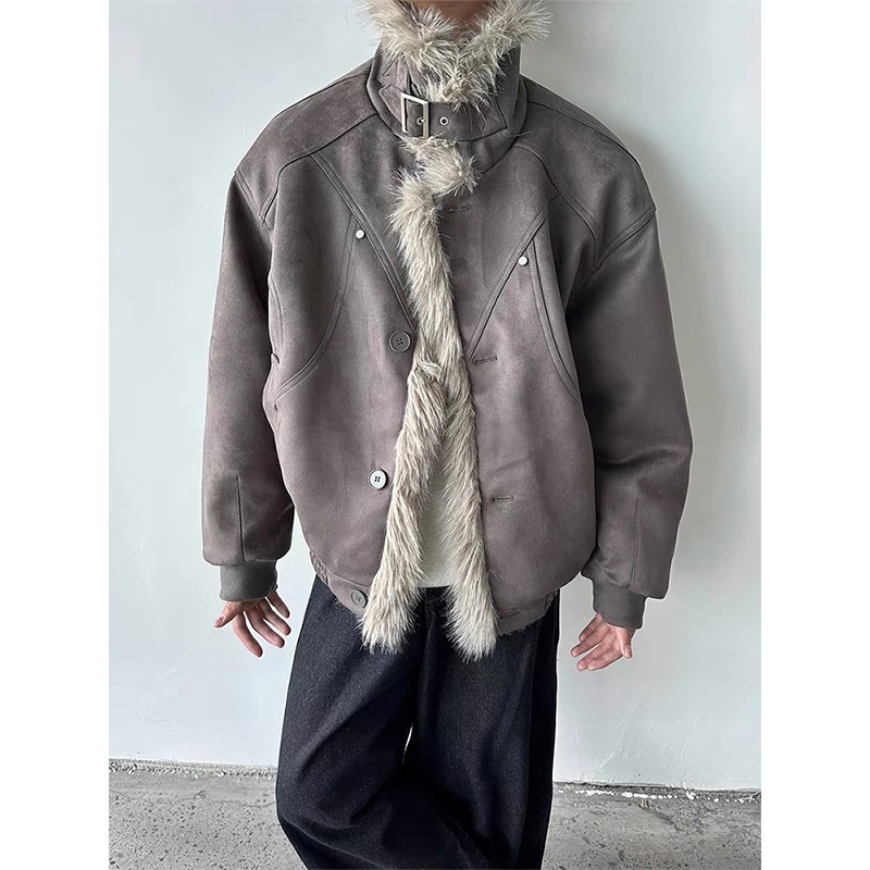 外套棉服男麂皮绒保暖加厚棉衣