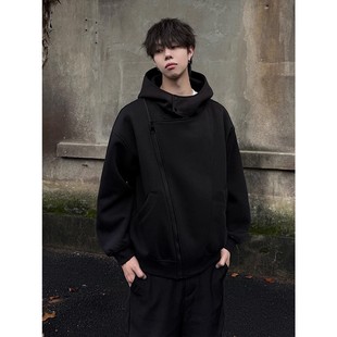 潮牌重磅宽松连帽外套 美式 cleanfit斜拉链开衫 卫衣男2025春秋新款