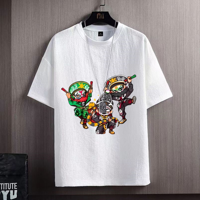 印花冰丝短袖t恤男加肥加大夏季