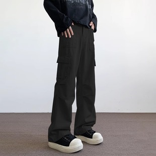 褲 子潮 cleanfit美式 夏季 傘兵工裝 寬松直筒微喇潮流休閑褲 款 男生款