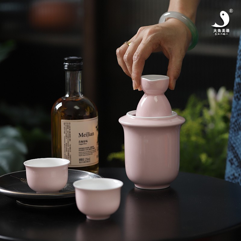 大鱼美器 芙蓉温酒具 景德镇陶瓷烫酒壶礼品家用女士酒具中式酒杯