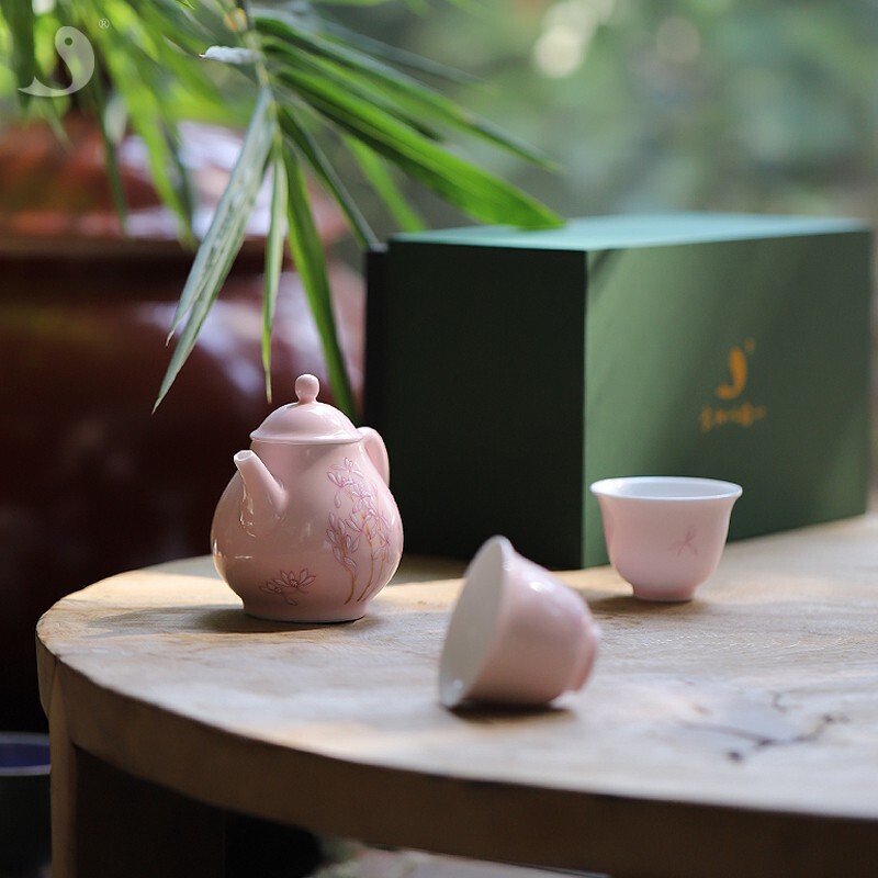 大鱼美器 粉兰壶套组 手工茶壶手绘茶具景德镇陶瓷伴手礼闺蜜礼品