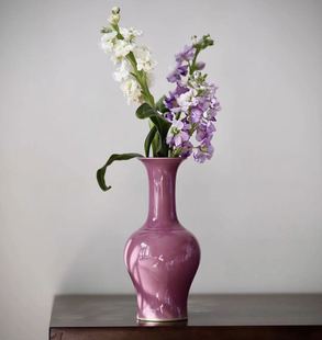 大鱼美器 花瓶小插花器书房摆件餐桌花瓶 茶道花瓶 陶瓷纳福瓶中式