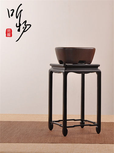 红木中国方支架红玫瑰木紫檀木花瓶小花猕猴桃石花盆盆景站装饰基