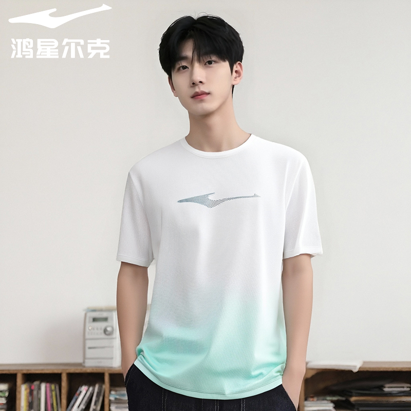 鸿星尔克2025年夏季男子冰感速干跑步运动T恤透气短袖11225202054