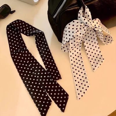 2025新款波点丝巾长条领巾新款百搭ins时尚装饰高级腰带丝带飘带