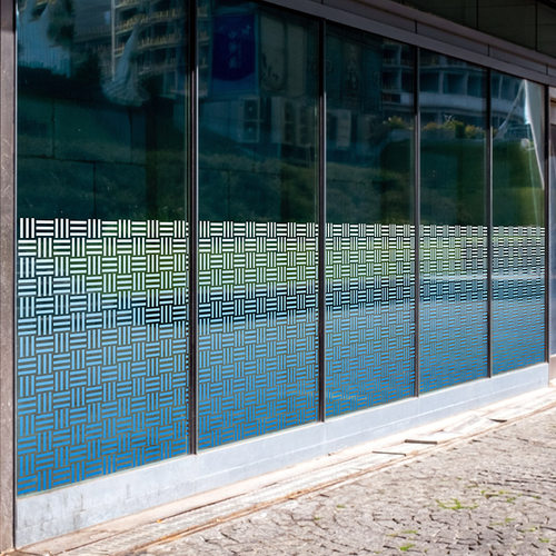 办公室隔断交织纹玻璃腰线静电贴