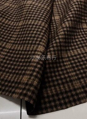 双面可剥羊毛绒小格子布料大衣西服套装半身裙裤子设计师定制面料