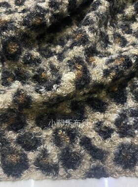 新款豹纹弹力针织圈圈呢布料春秋外套大衣裙子抱枕时装搭配面料