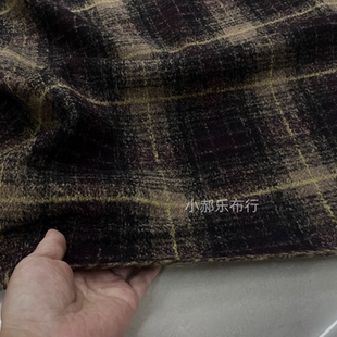 黑黄紫针织羊毛格子布料大衣西服套装半裙 手工DIY设计师定制面料