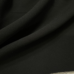 黑色不透麻纱垂坠布料 聚酯纤维春夏裤子连衣裙手工diy设计师面料