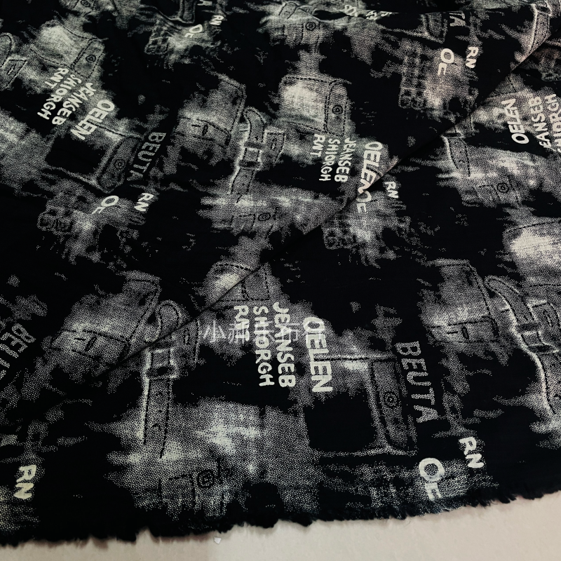 黑灰色棉麻扎染布料春夏衬衫套装半身裙沙滩裤手工设计师服装面料