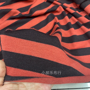 黑橘黄横条纹弹力针织羊毛布料 打底衫裙子手工DIY设计师服装面料