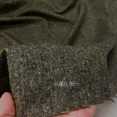 咸菜色彩点钢花羊毛薄呢布料春秋冬西服套装连衣裙裤子设计师面料