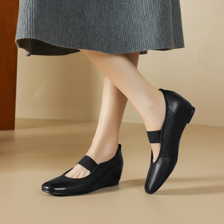 圆头内增高复古玛丽珍鞋女春秋2025新款小皮鞋中跟真皮单鞋 SLLM