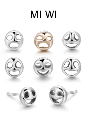 MIWI心情系列S925银趣味表情耳钉