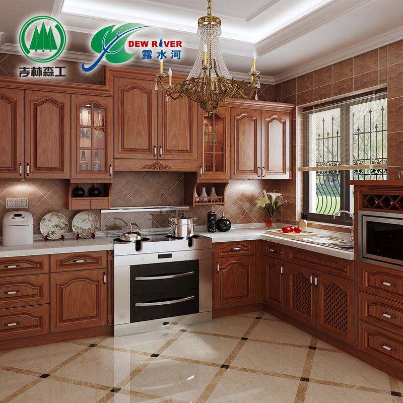 郑州露水河整体橱柜定做复古厨房厨柜美式实木门板订做全屋定制