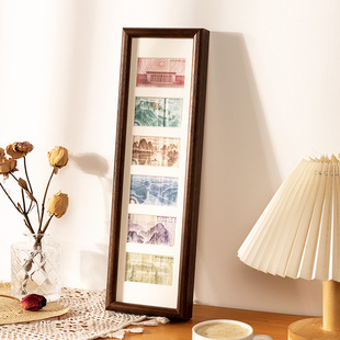 实木黑胡桃放钱的相框钞票装饰大好河山画框摆台六连框人民币框