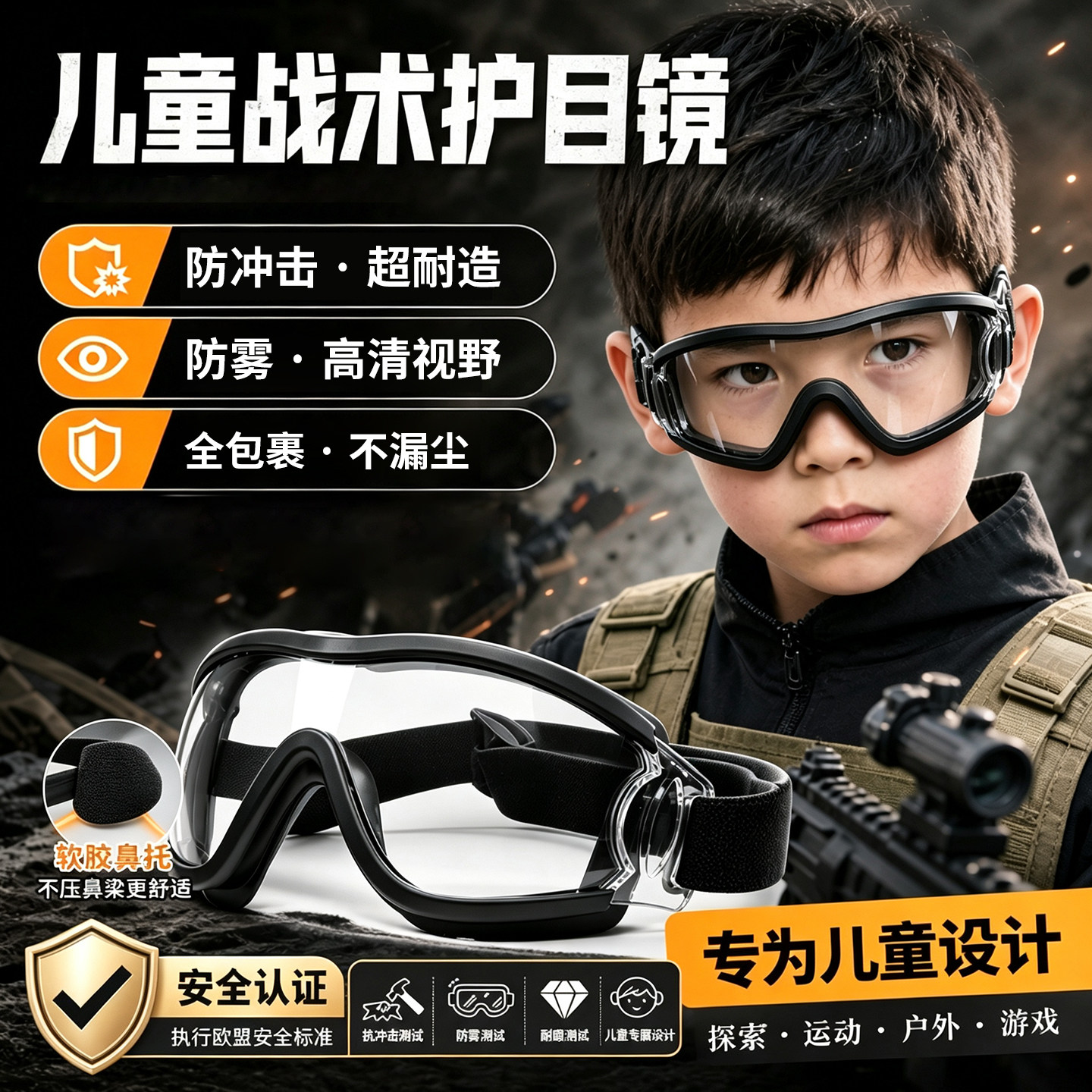 儿童战术护目镜防护眼睛全封闭图片