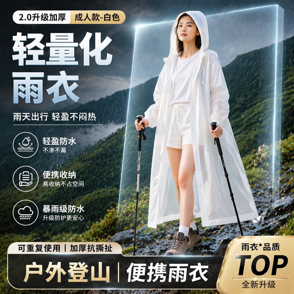 轻量化雨衣户外登山徒步非一次性EVA成人加厚加长旅游便携式连体