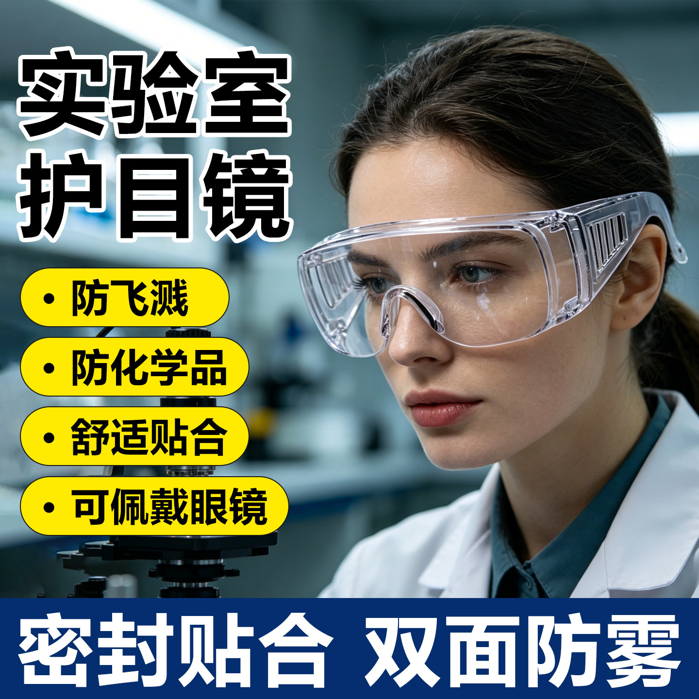 德国实验室护目镜化学品防护防腐蚀耐酸碱可戴眼镜防飞溅防毒专用