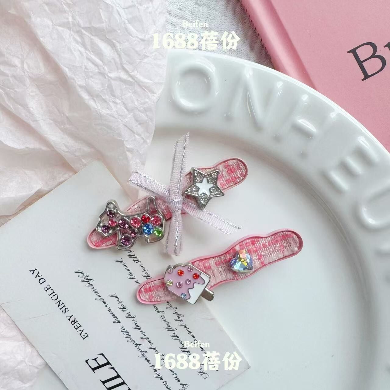 时尚满钻合金小狗发夹韩系发卡轻奢高级感鸭嘴夹甜美头饰发饰
