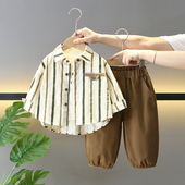 休闲衬衫 男童秋装 痞帅时髦儿童炸街韩版 宝宝春秋季 外套三件套 套装