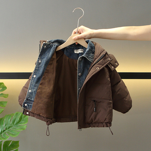 儿童羽绒服男童冬季韩版帅气牛仔领白鸭绒外套宝宝时髦外出冬装潮