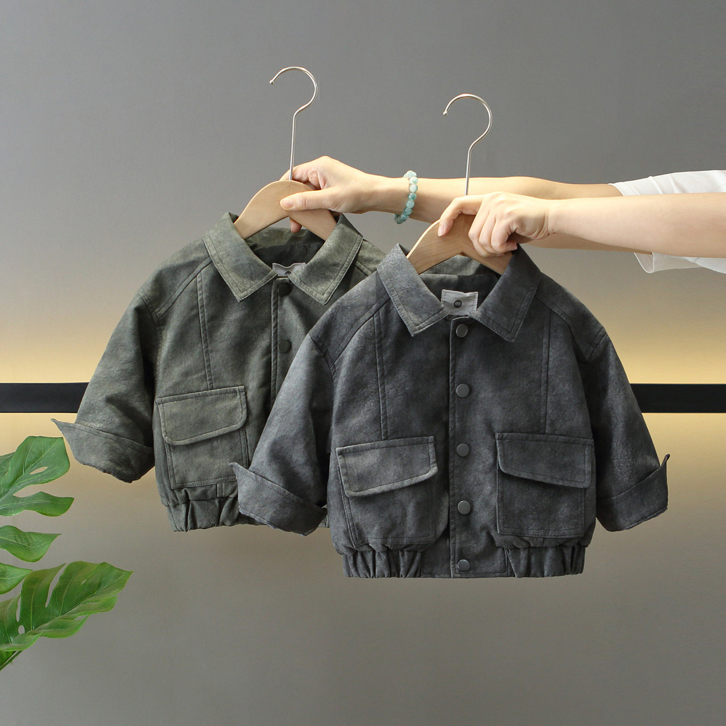 男童秋季扎染外套2026新款儿童洋气上衣宝宝韩版春秋装PU皮衣夹克