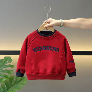 男童装秋冬季加绒卫衣2026新款儿童冬装打底衫宝宝洋气酷帅衣服潮