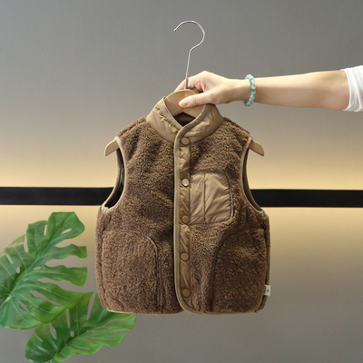 童装男童秋冬季羊羔绒外穿马甲潮