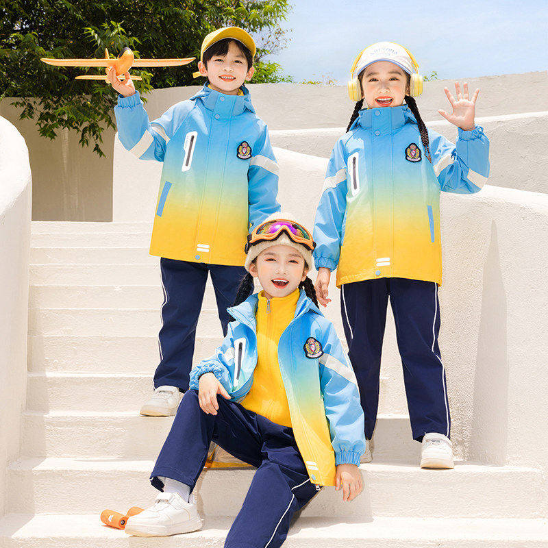 幼儿园园服春秋装冲锋衣三件套一年级儿童班服小学生校服秋冬套装