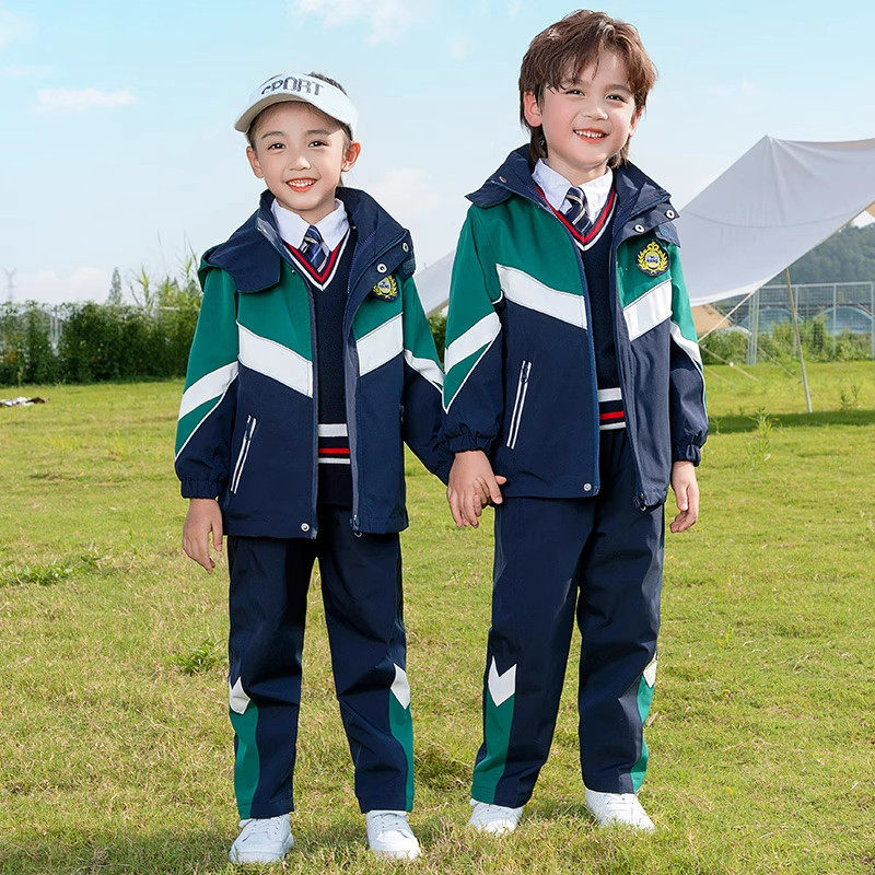 儿童学生校服套装秋冬班服学院风加厚三合一冲锋衣三件套幼儿园服