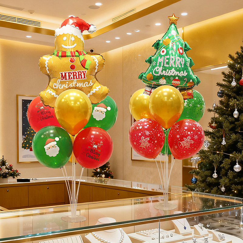 圣诞节主题装饰桌飘气球店铺橱窗活动室内桌面摆件幼儿园场景布置