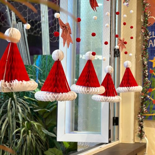 圣诞帽装饰蜂窝挂件吊饰天花板装扮道具圣诞节派对店铺幼儿园布置