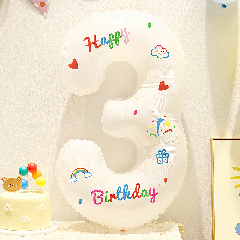 白色数字气球宝宝一周岁生日装饰