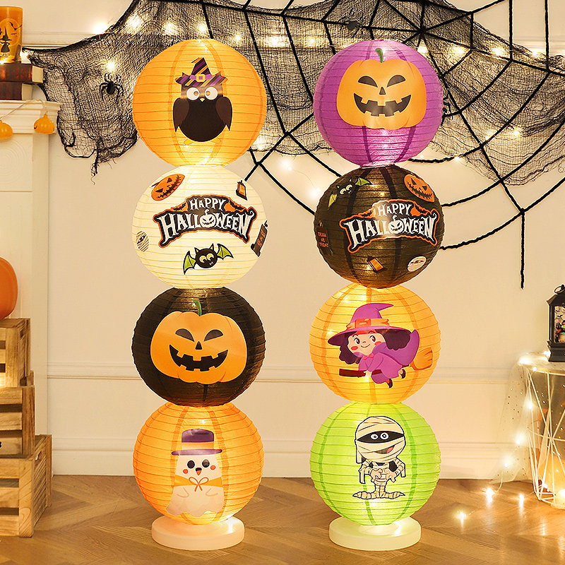 万圣节南瓜灯笼发光摆件幼儿园儿童主题活动氛围装饰道具场景布置