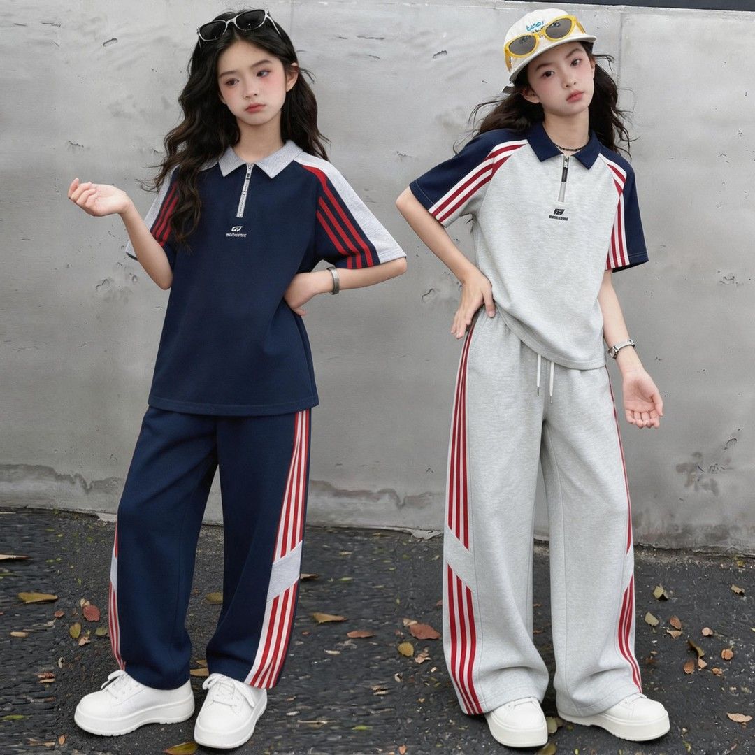 女童夏季透气Polo衫运动套装
