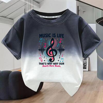 男童夏装绿色渐变半袖短T