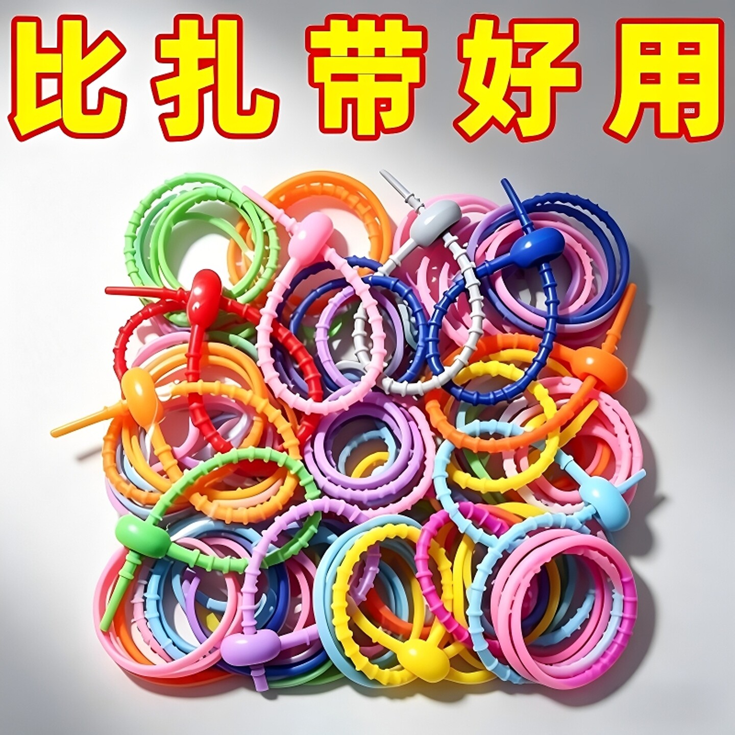 彩色多功能收纳diy绳环防丢扎带