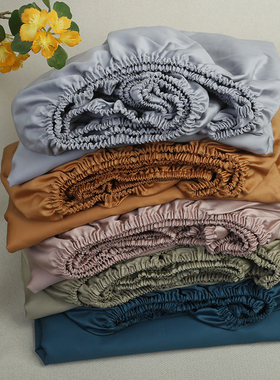 外贸尾单轻奢100s纯色纯棉贡缎床笠棉布床垫保护罩1.5m/1.8米床